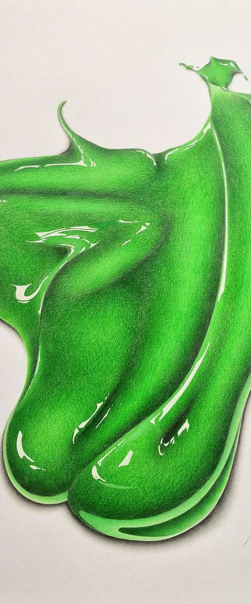 Phthalo Green 161: A Colour Pencil Drawing Of Paint by Daniel Shipton