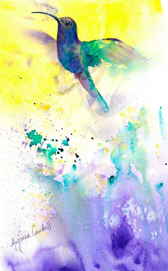 Hummingbird Painting, Humming Bird, Watercolour Painting, bird wall art