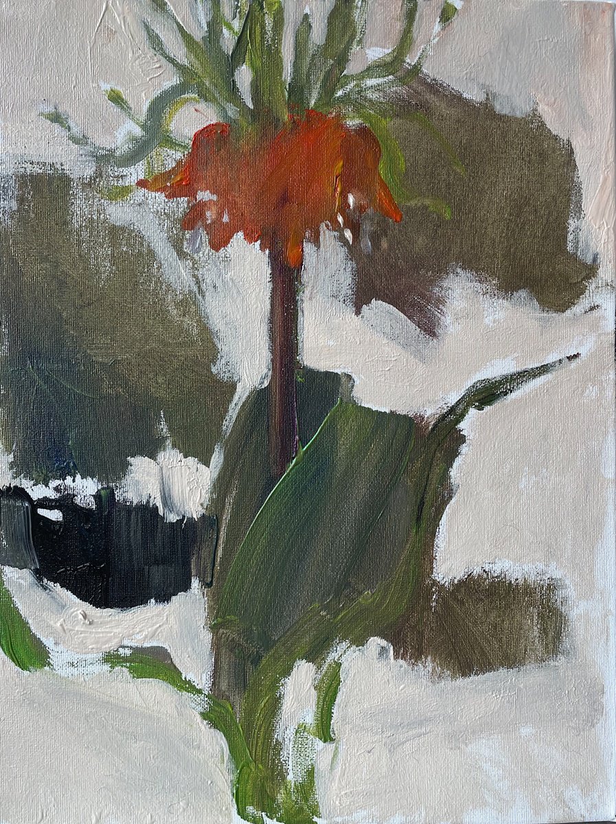 Organic Botanical Acrylic Painting By Anastasia Mazur-Skrobova, 12 X 16, Fritillaria, Original Artwork