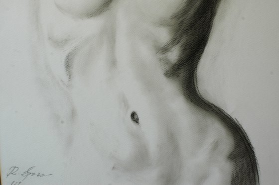 Nude study. Charcoal drawing.