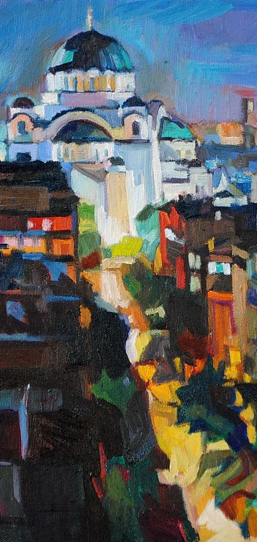 Cityscape / 45 x 40 x 2 cm by Maja Đokić Mihajlović