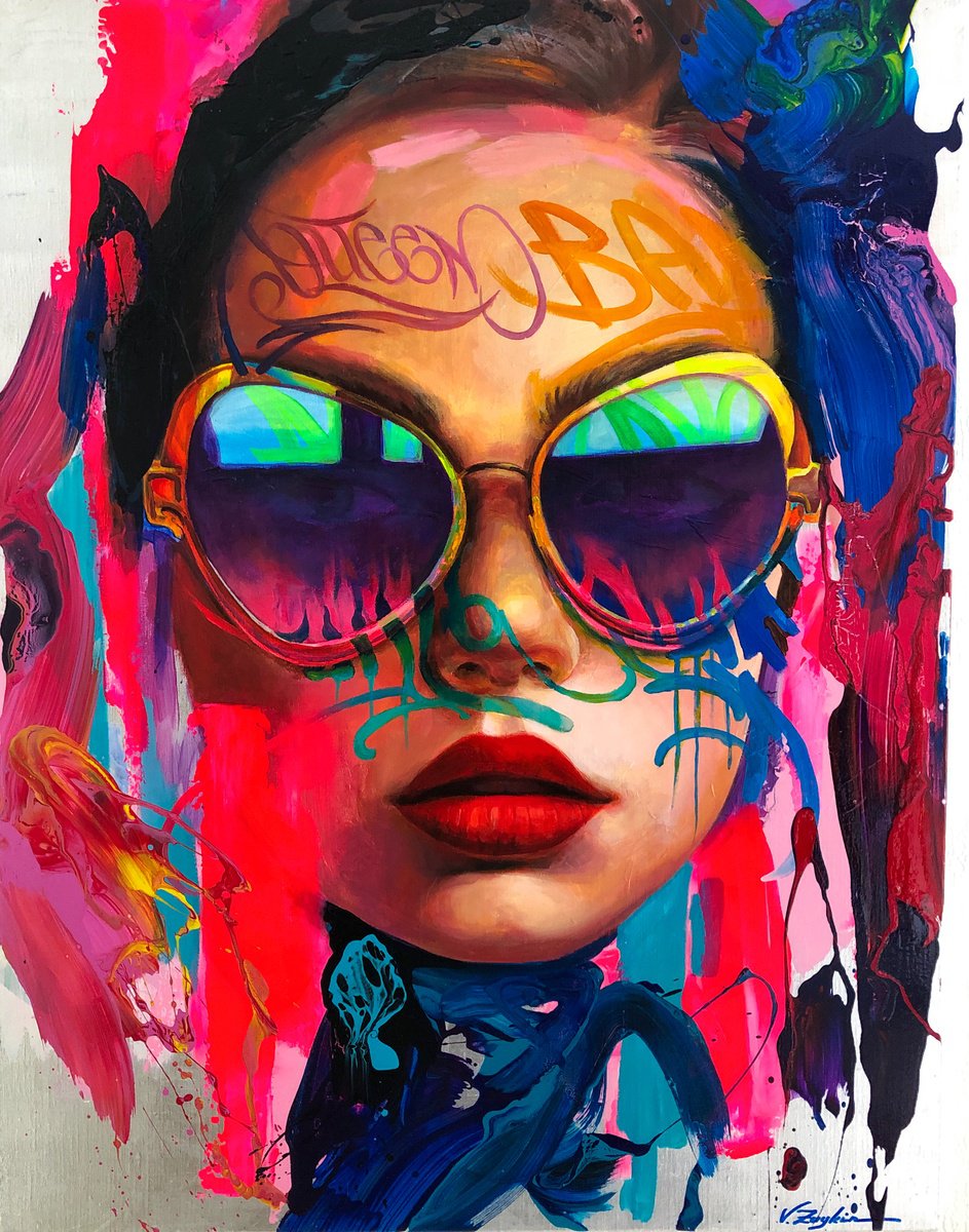 Expressive Still Life Acrylic Painting By Viacheslav Zaykin, 35 X 46", Never Give Up. | Queen Graffiti Portrait, Artfinder