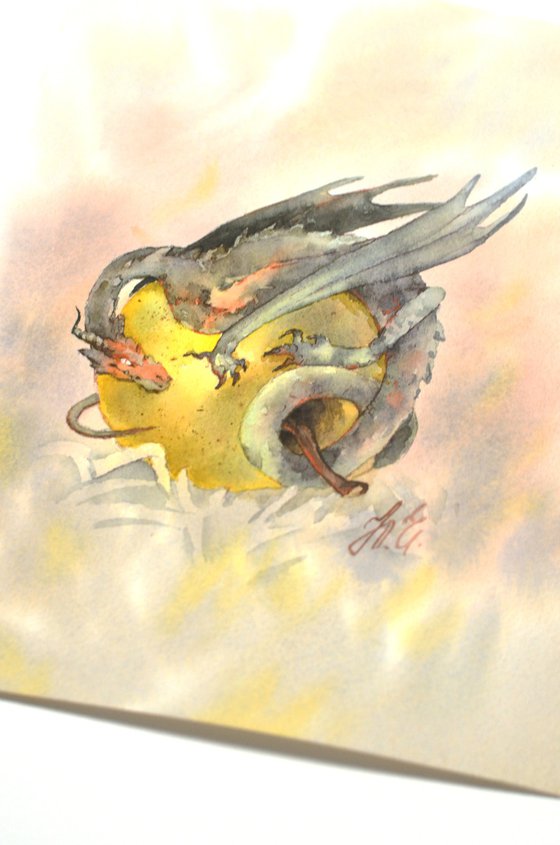 Dragon on apple / Fantasy