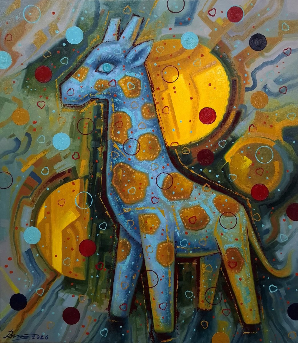 The Giraffe Is Walking By Serhii Voichenko, 28 X 32, Artwork For Sale On Artfinder