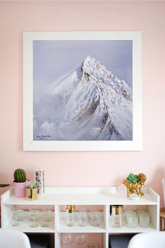 Everest winter - original oil painting on stretched canvas