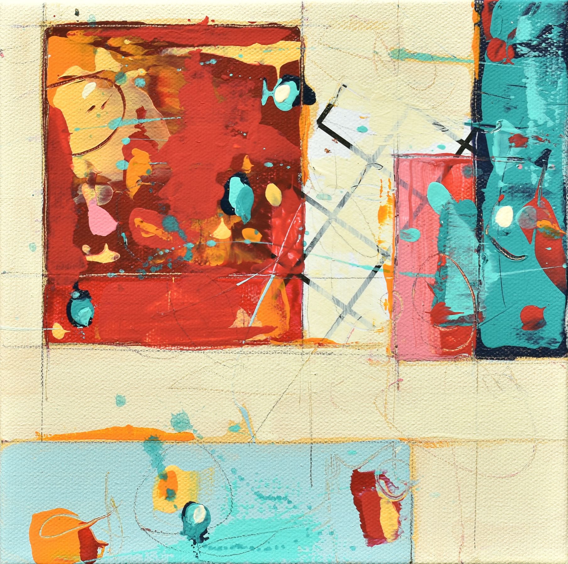 Abstract Painting By Cynthia Ligeros, 8 X 8, Interform Abstract, Original Artwork