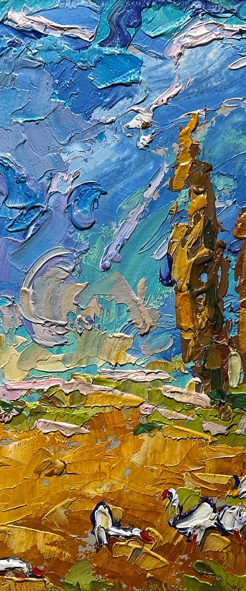 Geese in the autumn steppes by Kalenyuk Alex