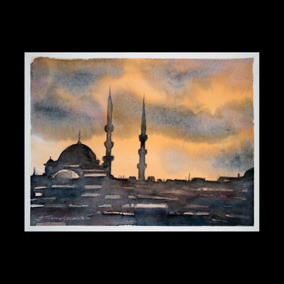 ISTANBUL SILHOUETTES 4, WATERCOLOR ON PAPER, 27 x 21 cm