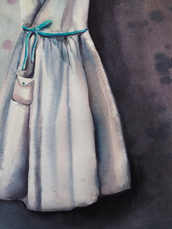 Little gray dress - original watercolor