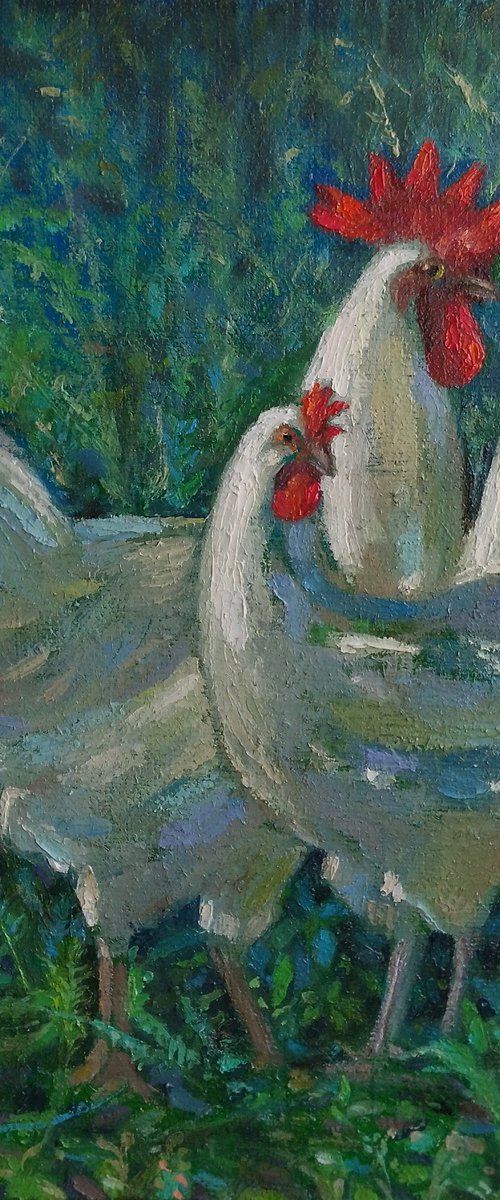 Rooster and His Hen by Kamsar Ohanyan