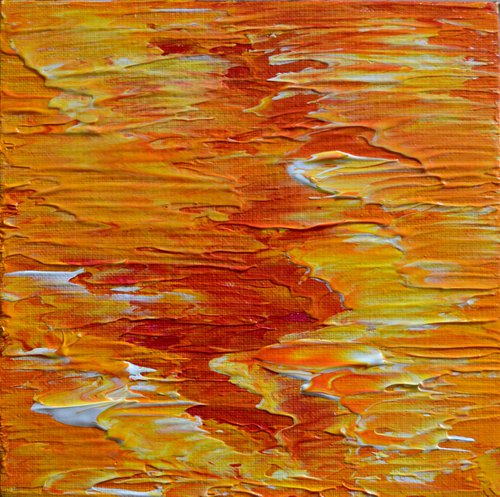 Energy - MINIATURE ORIGINAL  ABSTRACT PAINTING ACRYLIC PALETTE KNIFE IDEAL GIFT by Isabelle Vobmann