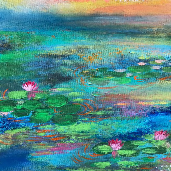 Lotus pond at sunset !! Abstract style !!