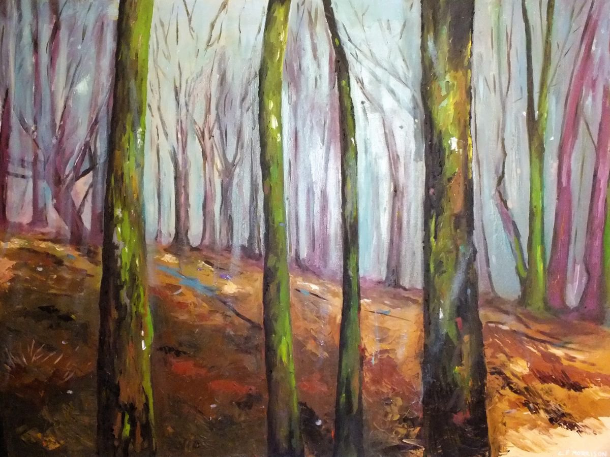 Expressive Landscape Oil Painting By Lucy Fiona Morrison, 67 X 47", Untitled, Original Artwork