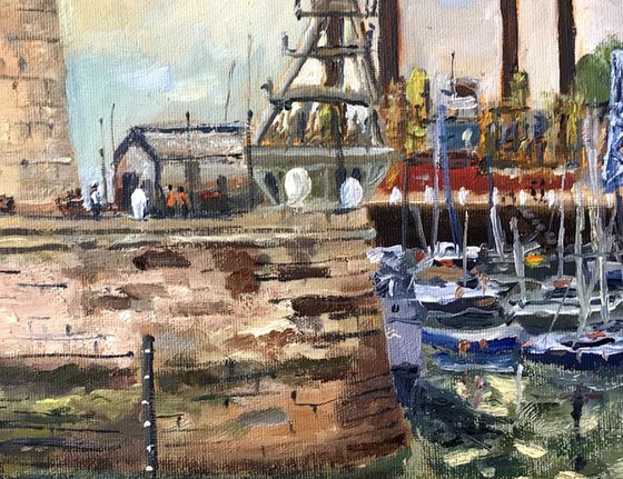 Ramsgate harbour entrance. An original plein air oil painting.
