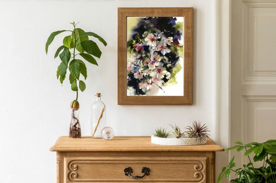 Almond Blooming Florals Watercolor Painting