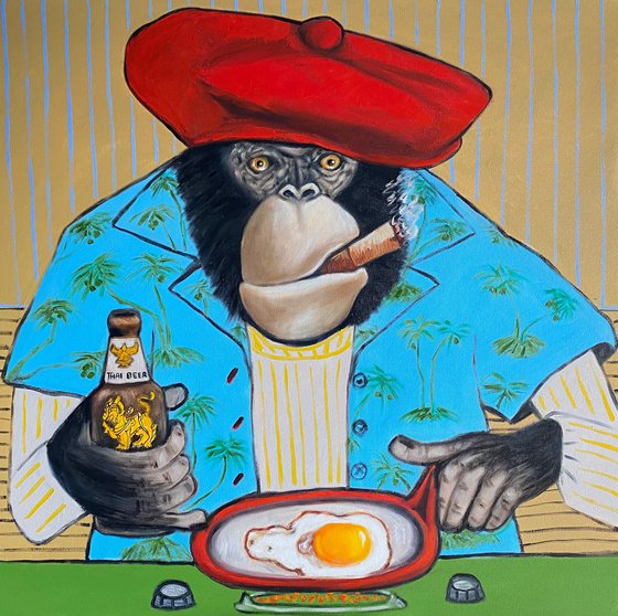 Boss frying his eggs