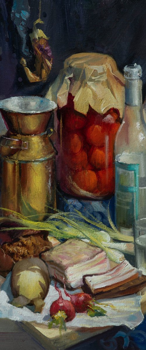 Still life with radishes by Sergei Yatsenko