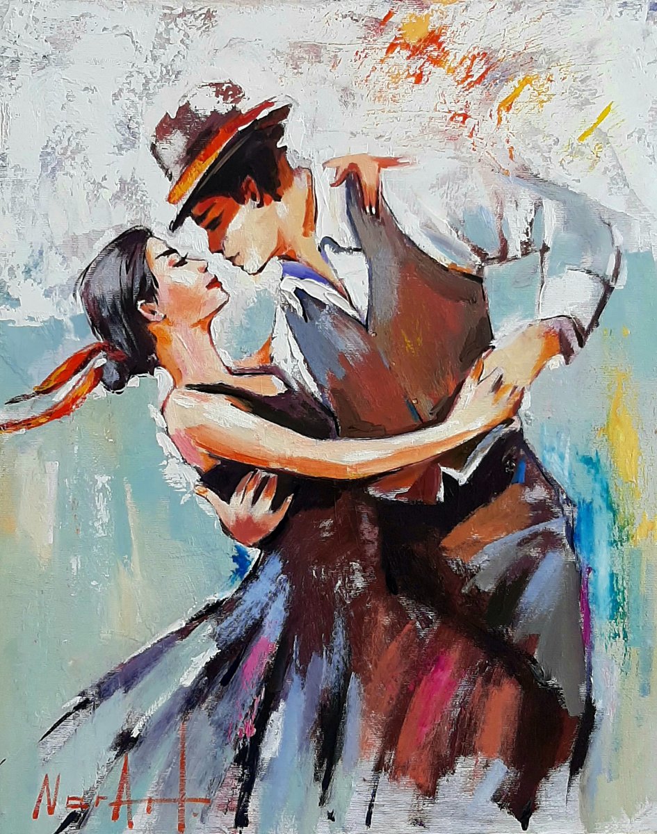 Dance of love-2 (40x50cm, oil/canvas, ready to hang) by Narek Jaghacpanyan