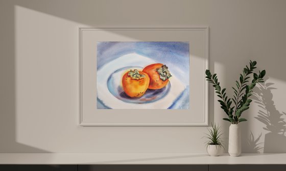 Persimmons on plate