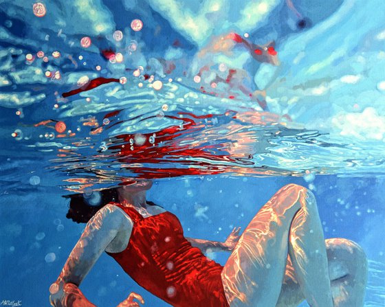 Sun Soaked - Large Swimming Painting