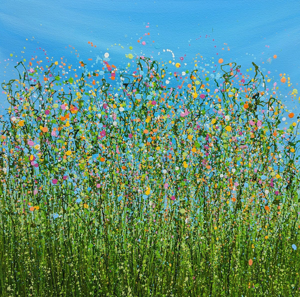 Abstract Landscape Acrylic Painting By Lucy Moore, 24 X 24", Natures Kaleidoscope #2, Original Artwork