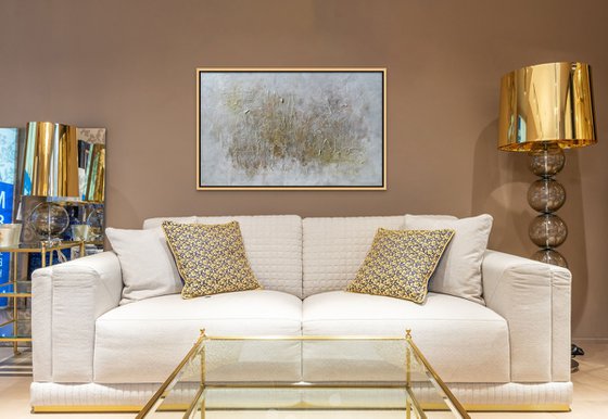 DREAMS. Large Abstract Beige Gold Textured Painting.
