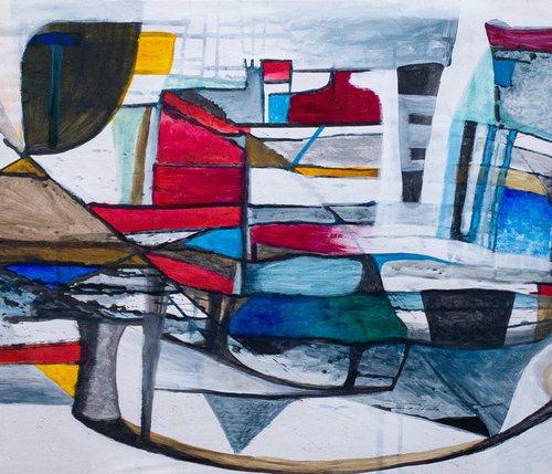 Untitled Abstract ink acrylic painting on paper by Ulugbek Doschanov