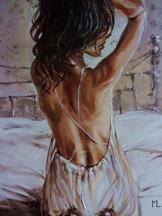 " LIGHT IN THE ROOM " - 60x80cm original oil painting on canvas, gift, palette kniffe