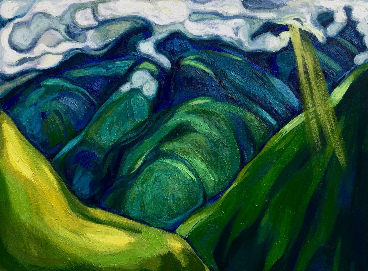 Expressive Landscape Oil Painting By Raffi Ghazaryan, 30 X 22",