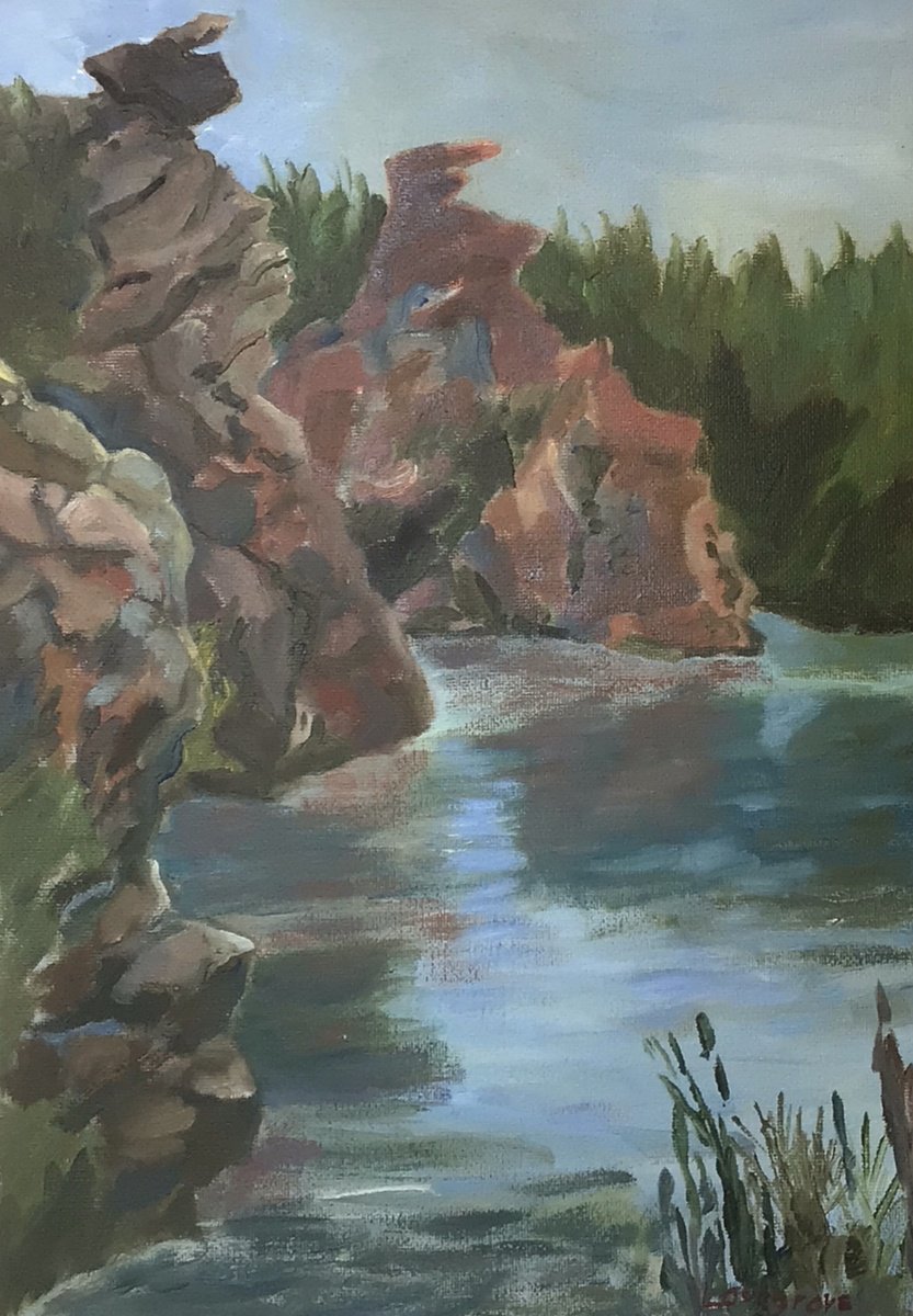 Impressionistic Landscape Oil Painting By Julian Lovegrove Art, 10 X 14", Lake At The Quarry, Original Artwork