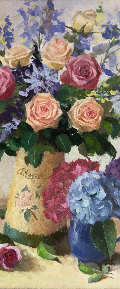 Bouquet in a Country Vase by Ling Strube
