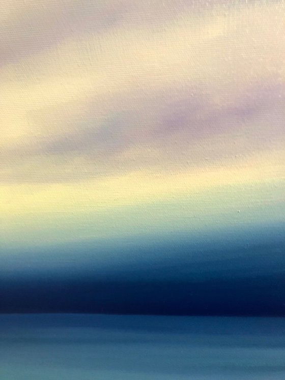 Sunset sea, turquoise waves