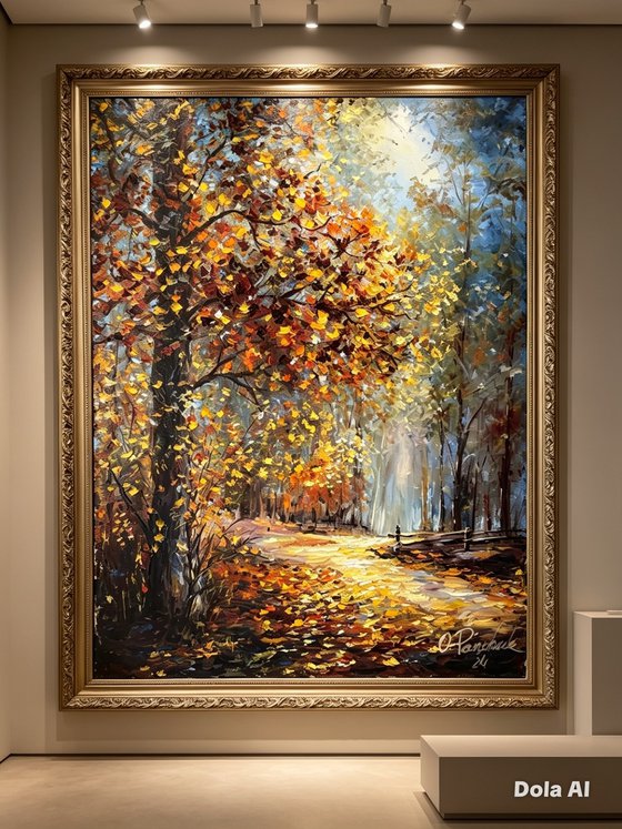Original Autumn Forest Oil Painting