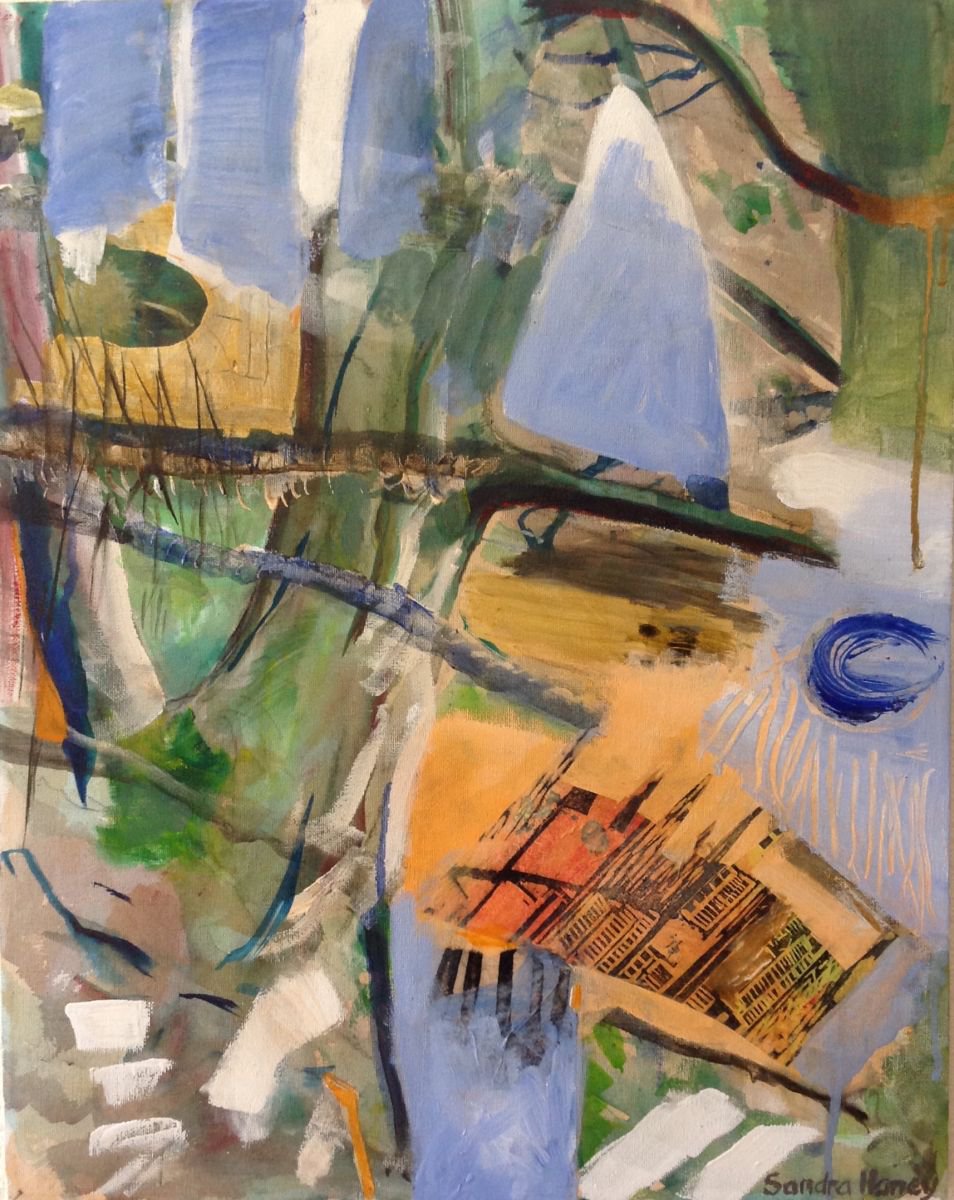 Organic Landscape Painting By Sandra Haney, 16 X 20", The Walk, Original Artwork