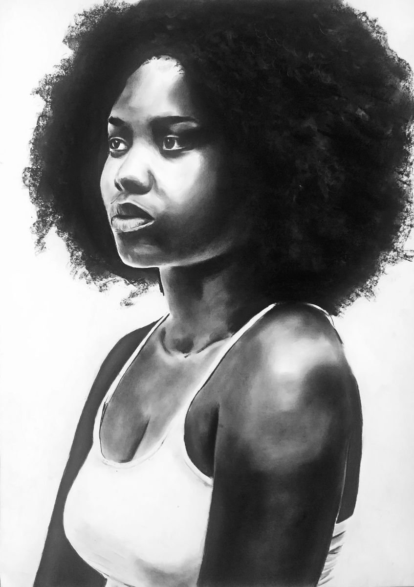 Photorealistic Charcoal Drawing , Just Staring By Denny Stoekenbroek, 17 X 23, Artwork For Sale On Artfinder