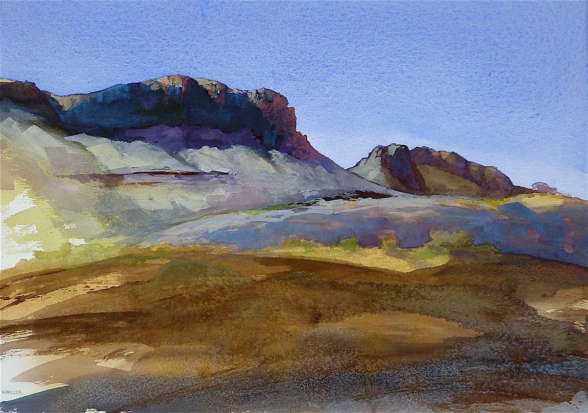 Impressionistic Landscape Watercolour By Rick Paller, 20 X 14", Coyote Cliffs, Original Artwork