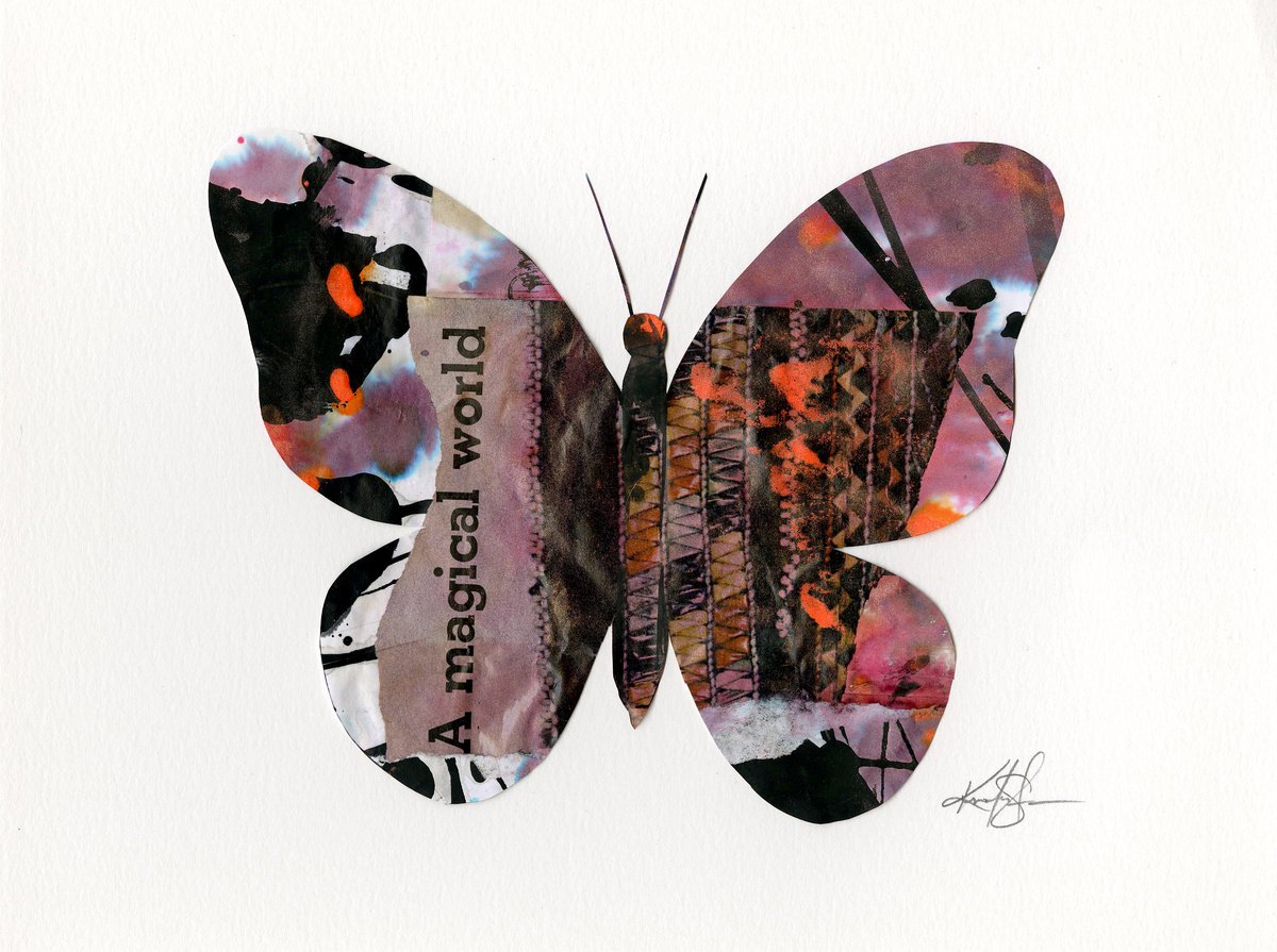 A Butterfly Story - 8 - Abstract Minimal Butterfly Painting Collage by Kathy Morton Stanio... by Kathy Morton Stanion