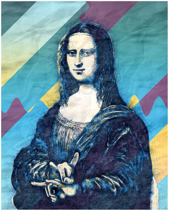 Mona Lisa Sign Of The Horns - Pop Art Modern Poster Stylised Art