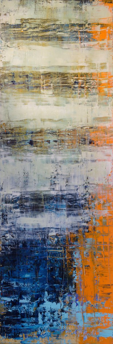 Abstract Oil Painting By Martin Sieverding, 20 X 59", Untitled, Original Artwork