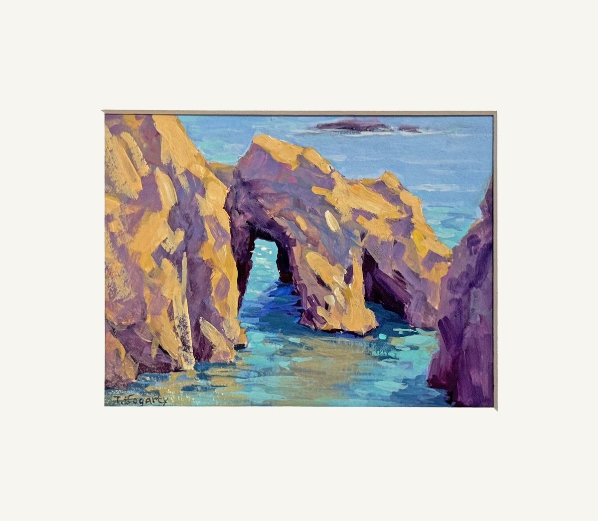 Impressionistic Landscape Painting By Tatyana Fogarty, 10 X 8", Granite Arch At Pelican Point, Original Artwork