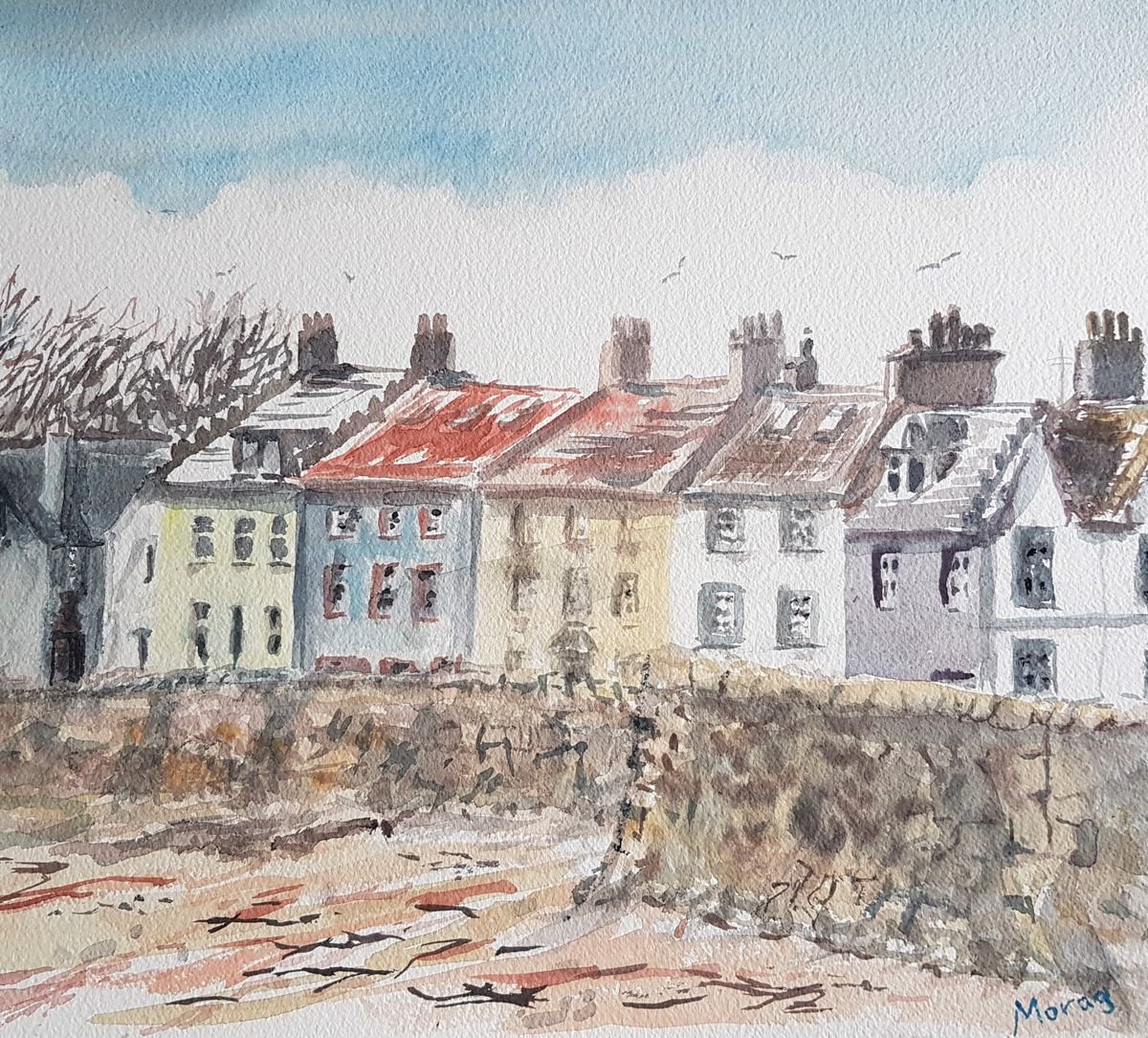 Houses behind the Sea Wall, Anstruther by Morag Paul