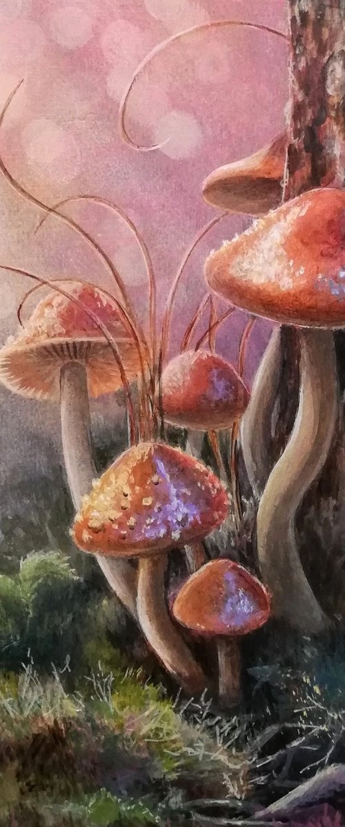 Pink Mushrooms by Arlene Marks
