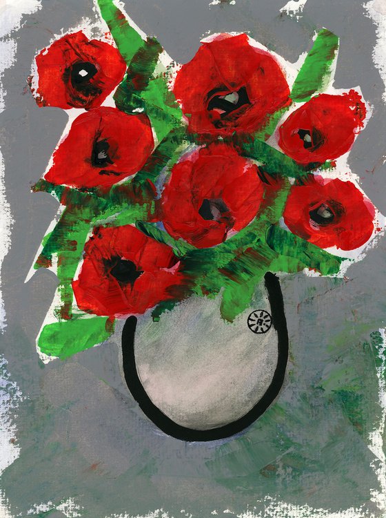 Seven Red Poppies