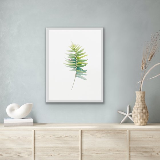 Fern leaf. Original watercolor artwork.