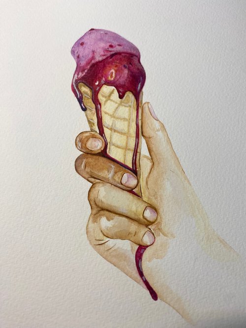 Ice cream watercolour painting by Bethany Taylor