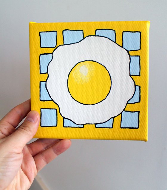 Potato Waffle And Fried Egg Miniature Pop Art Canvas