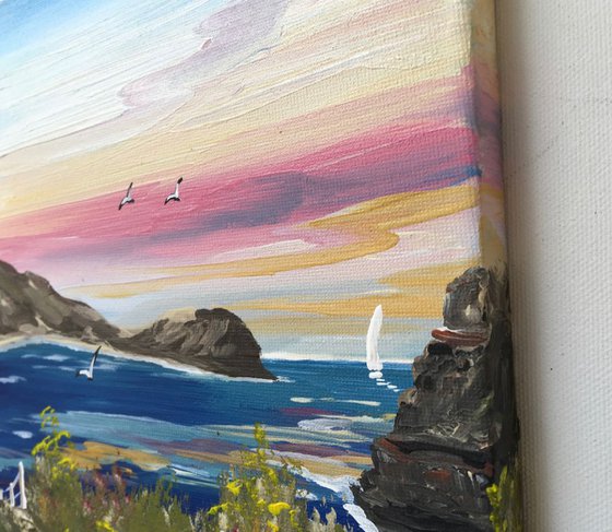 Lulworth Cove on a square canvas