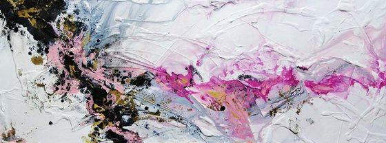 Pretty in Pink 160cm x 60cm White Pink Gold Textured Abstract Art