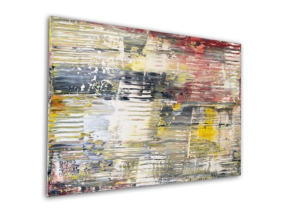 "The Usual Suspects" - FREE USA SHIPPING - Original PMS Abstract Triptych Acrylic Paintings On Canvas and Wood, Framed - 66" x 26"