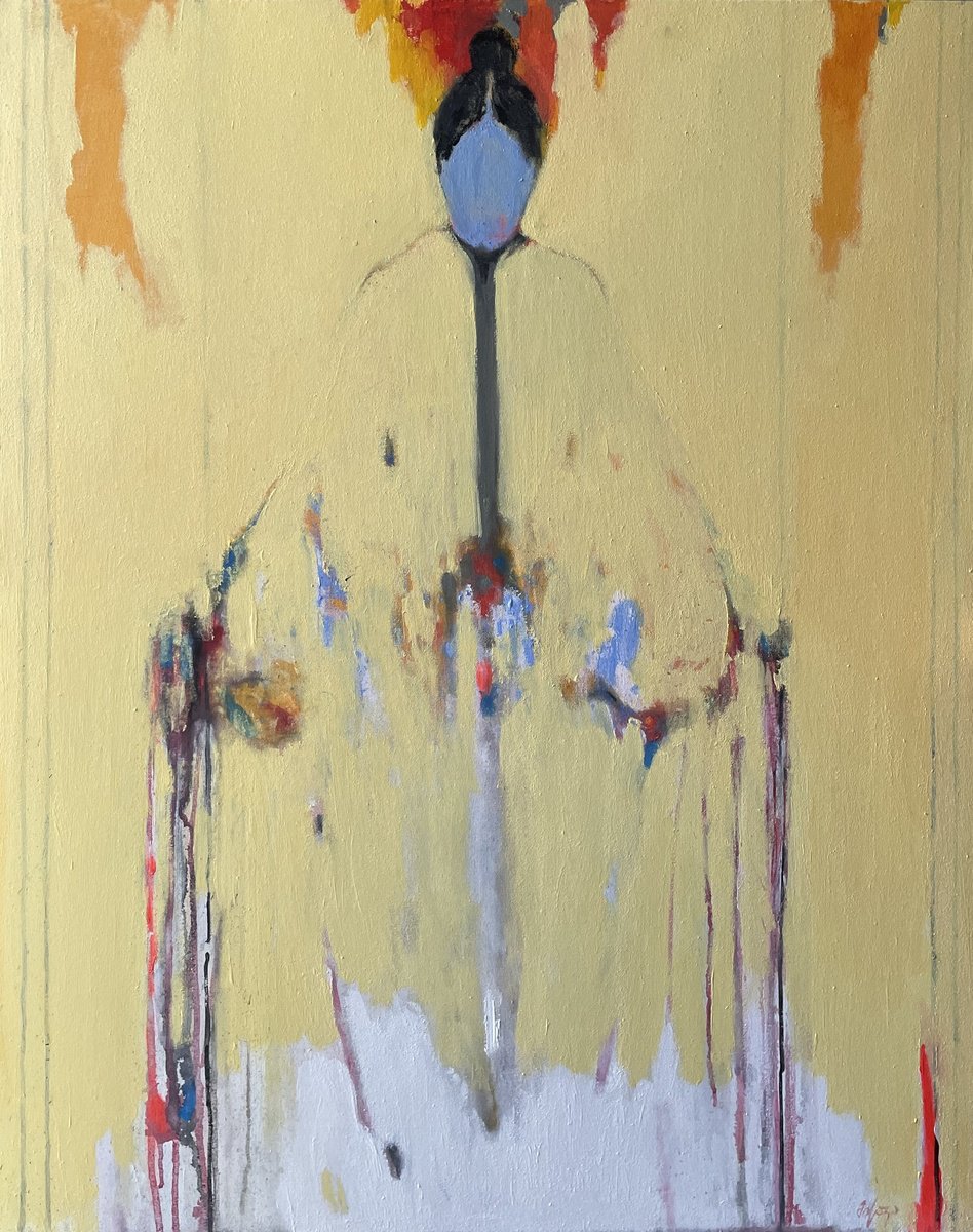 Abstract Painting By Gela Mikava, 31 X 39, The Alienatino Series, Original Artwork